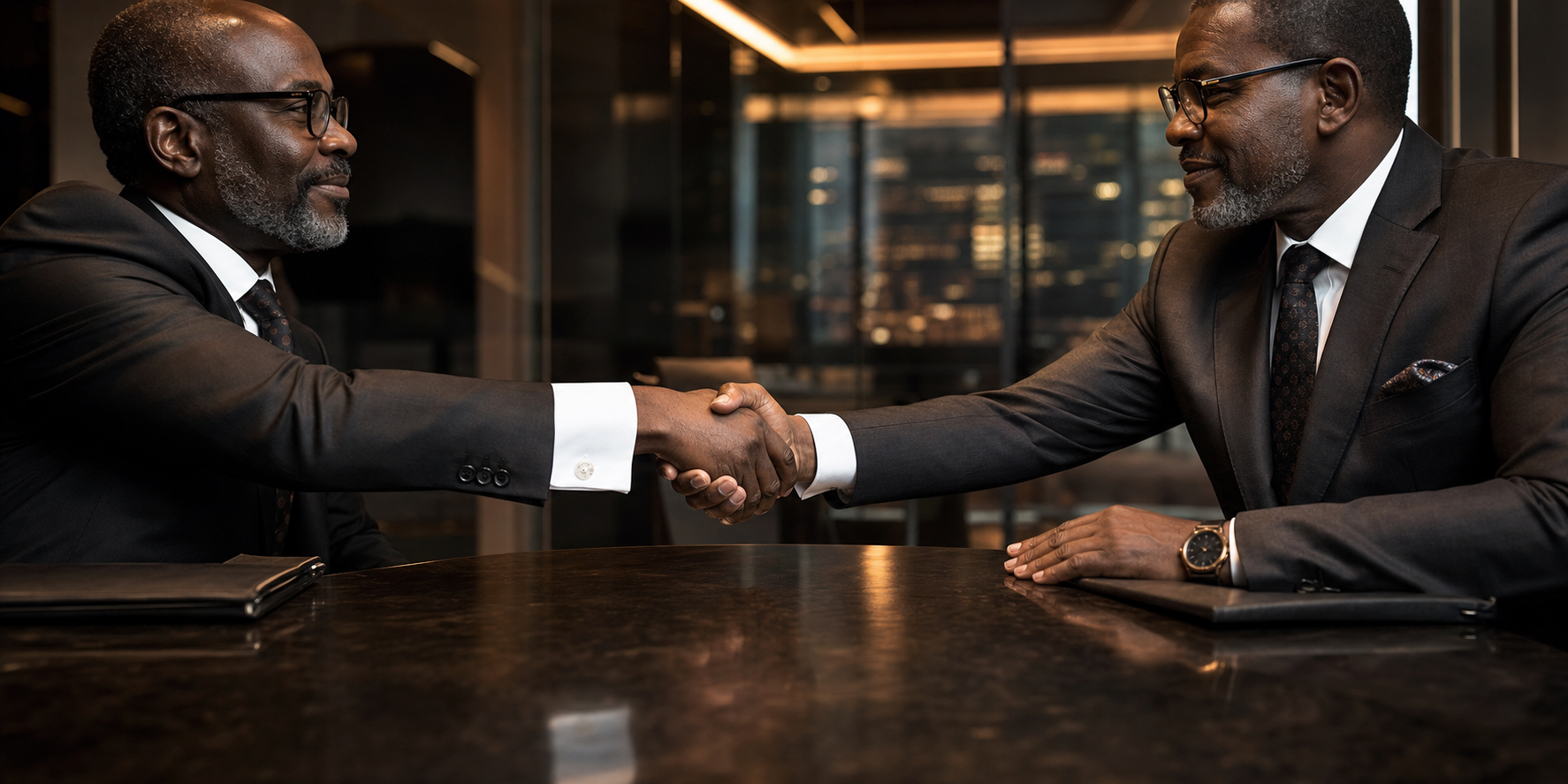 Business partnership handshake